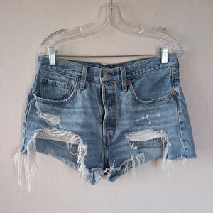Levi’s 501 Distressed Denim Short Shorts W30 Daisy Dukes Festival Boho Western